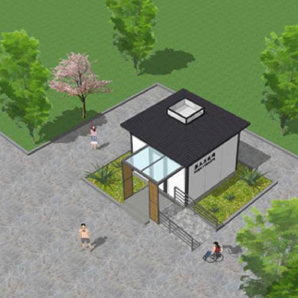 Модульный туалет для маломобильных граждан с покатой крышей, 3SS