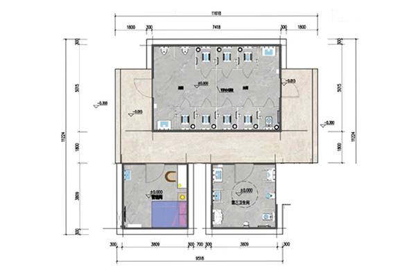 Туалетный модуль с плоской крышей, 18CS